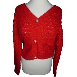 Hazel Moon‎ Women's Red Button-Down Sweater XL